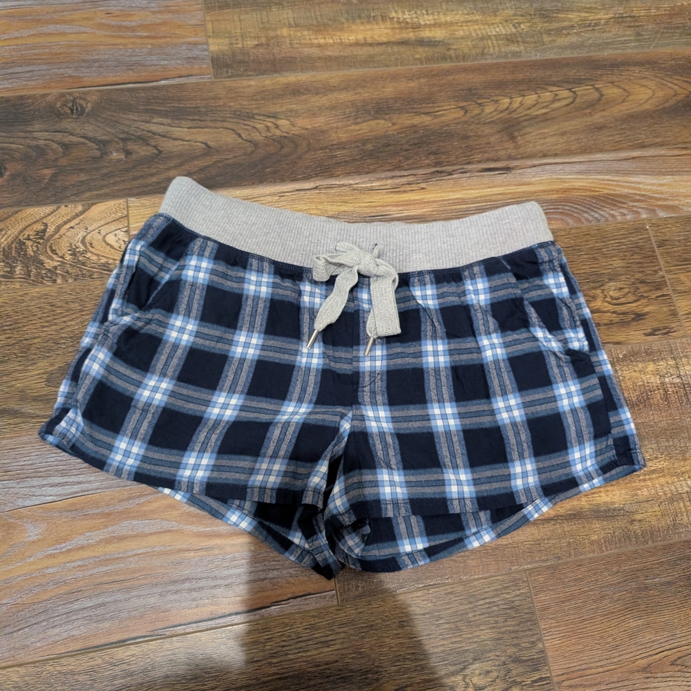 Aerie Blue and White Checkered Shorts